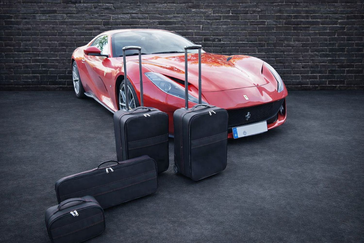Roadsterbag luggage set Ferrari 812 GTS (4-pcs) Nero Leather
