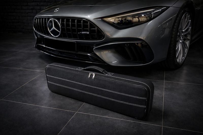 Roadsterbag suitcase Mercedes SL R232 leather (under floor in trunk) with silverwhite stitching (1-pcs)