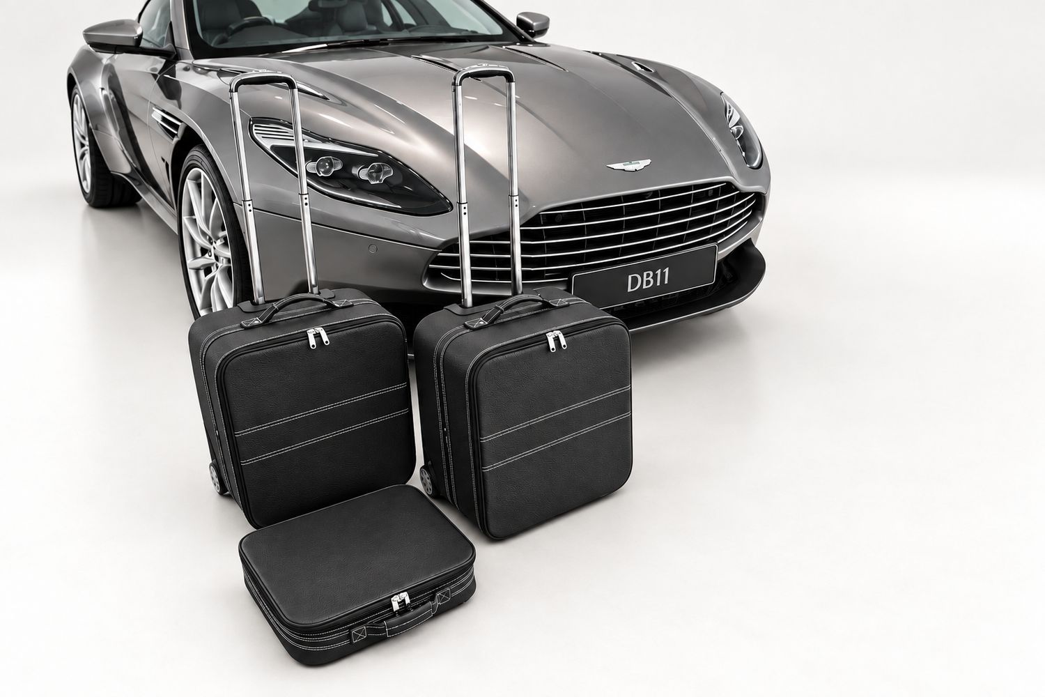 Roadsterbag luggage set Aston Martin DB11 Coupe + Superleggera  (2016-2021) Black Leather 3-pcs