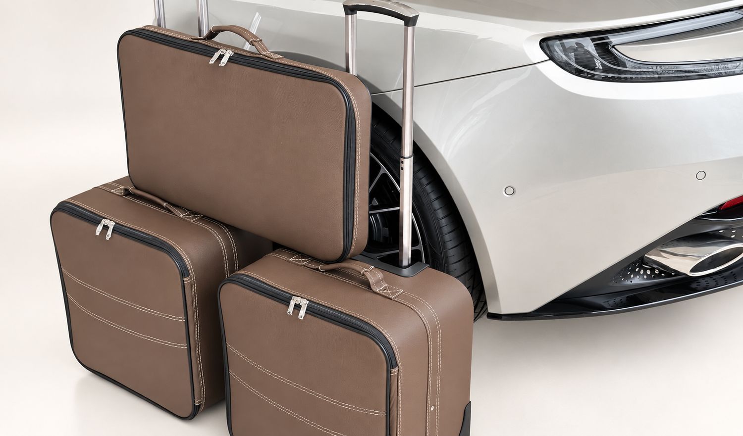Roadsterbag luggage set Aston Martin DB11 Coupe + Superleggera (2016-2021) Espresso Leather 3-pcs