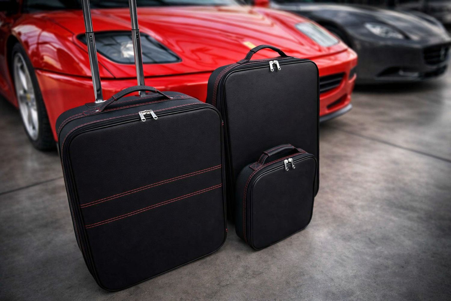 Roadsterbag luggage set Ferrari 512TR with Red stitching (3-pcs)