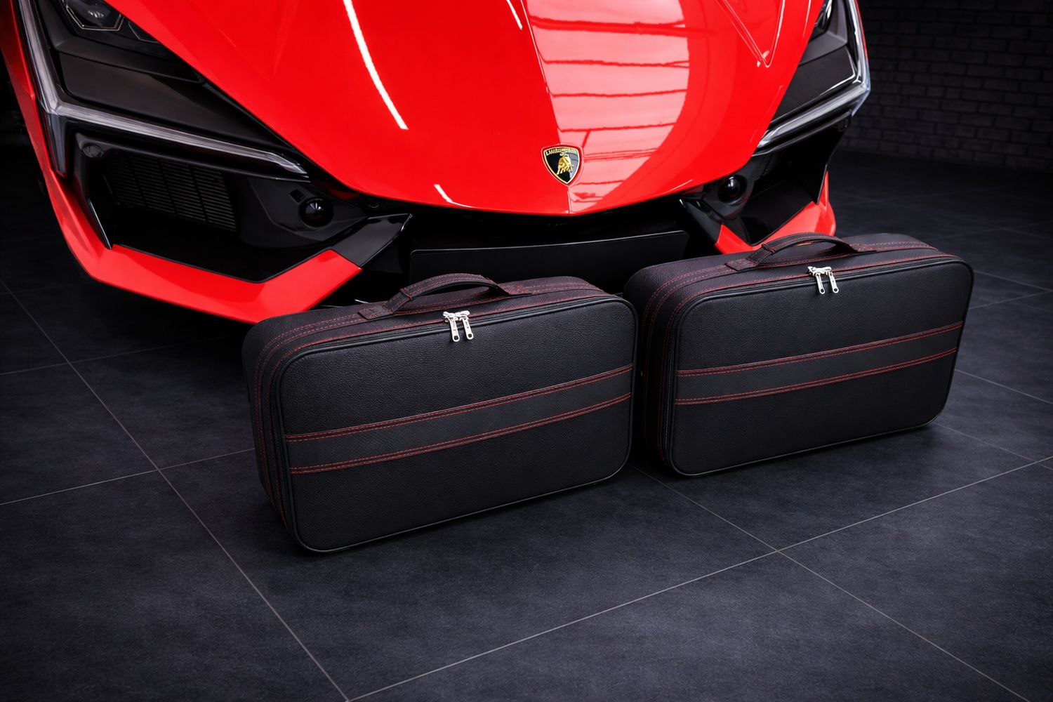 Roadsterbag luggage set Lamborghini Revuelto Trunk (2-pcs) Red Stitching + Carbon