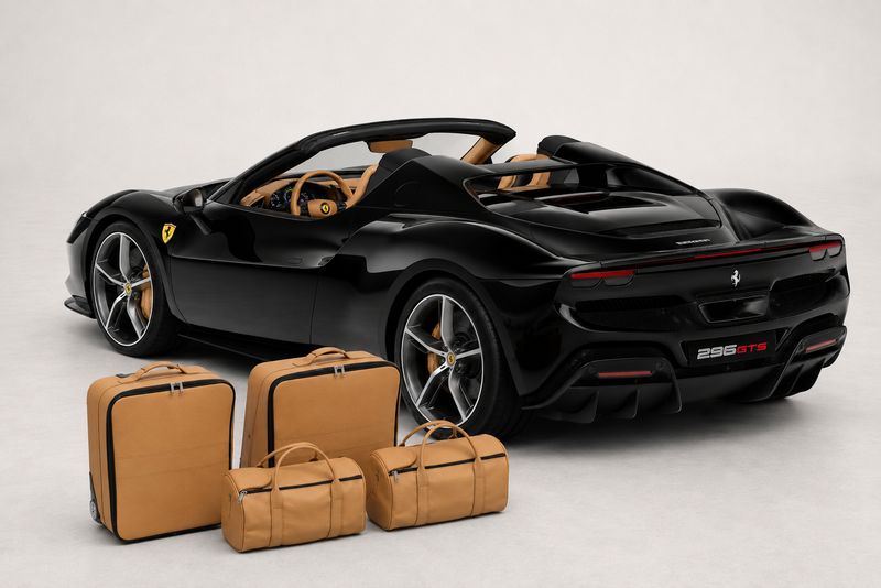 Roadsterbag luggage set Ferrari 296 GTS Trunk + Interior (leather) Sabbia (4-pcs)