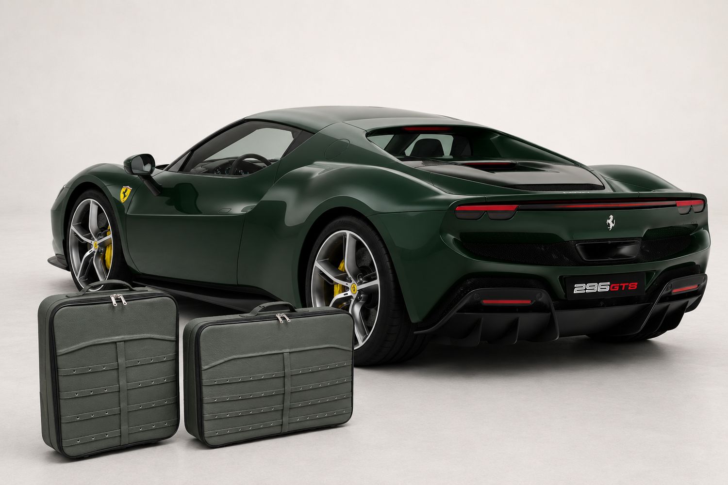 Roadsterbag luggage set Ferrari 296 GTS Trunk (leather) Verde Daytona design (2-pcs)