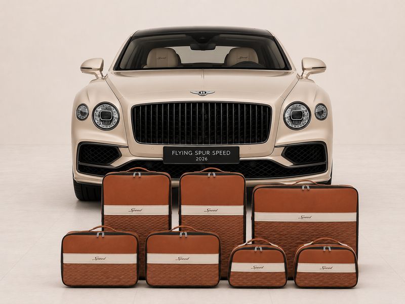 Roadsterbag luggage set Bentley Flying Spur Hybrid (2025-) Cognac leather + Avorio (7-pcs)
