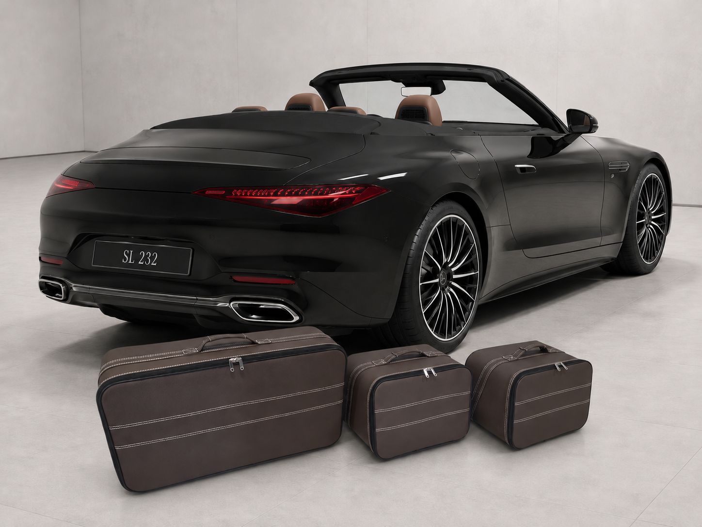 Roadsterbag luggage set Mercedes SL R232 leather Espresso (3-pcs)