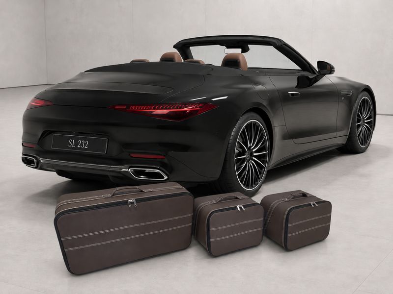 Roadsterbag luggage set Mercedes SL R232 leather Espresso (3-pcs)