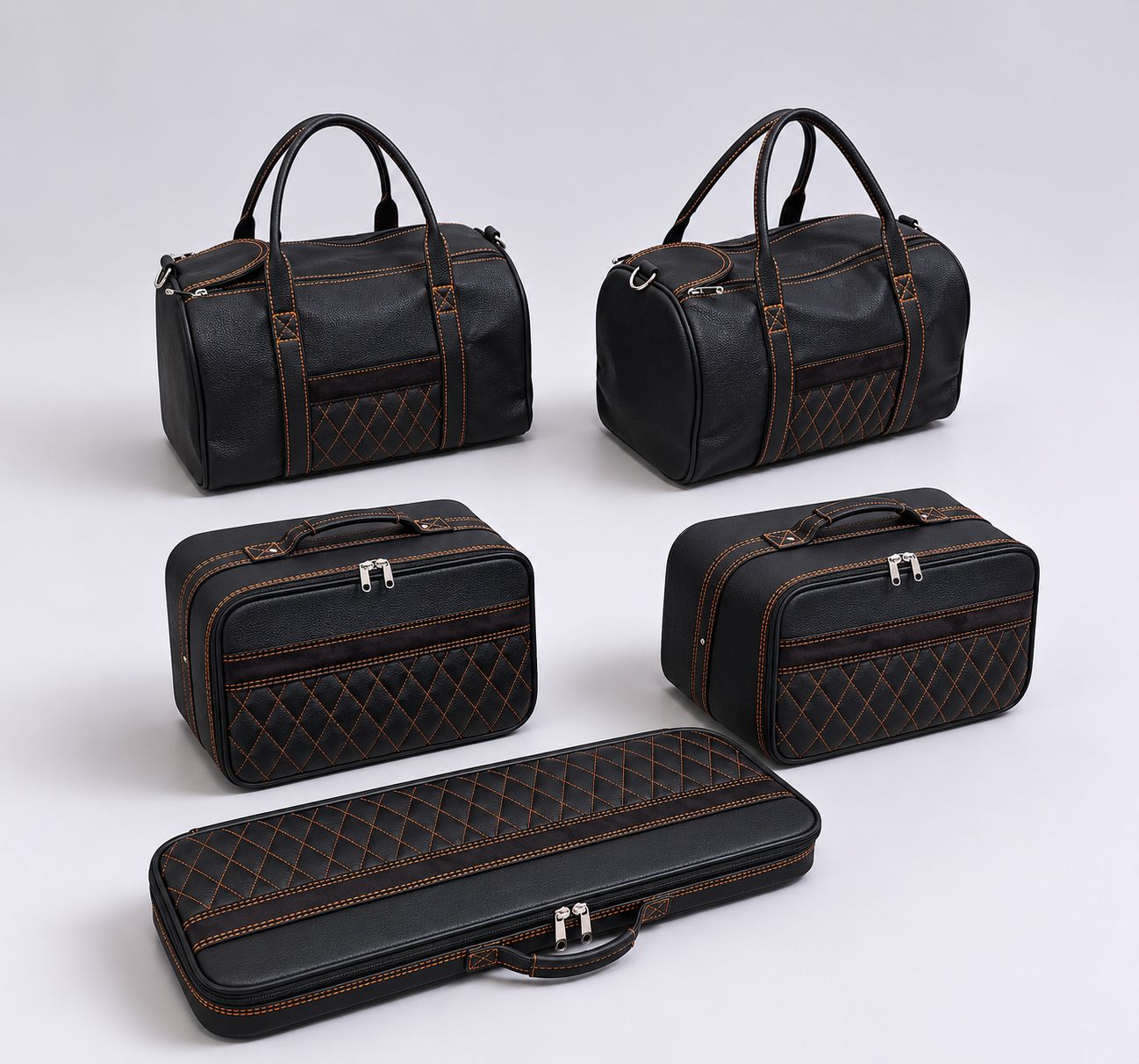 Roadsterbag luggage set Mercedes SL R232-SE leather Nero + Orange Rombus (5-pcs) Roadsterbag luggage set Mercedes SL R232-SE leather Nero + Orange Rombus (5-pcs)