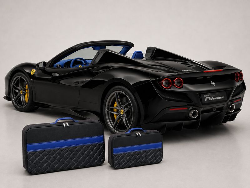 Roadsterbag luggage set Ferrari F8 Tributo Alcantara + Blue striping (2-pcs)