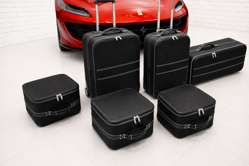 Roadsterbag luggage set Ferrari Portofino/Portofino M Trunk + Interior Silverwhite stitching (6-pcs)