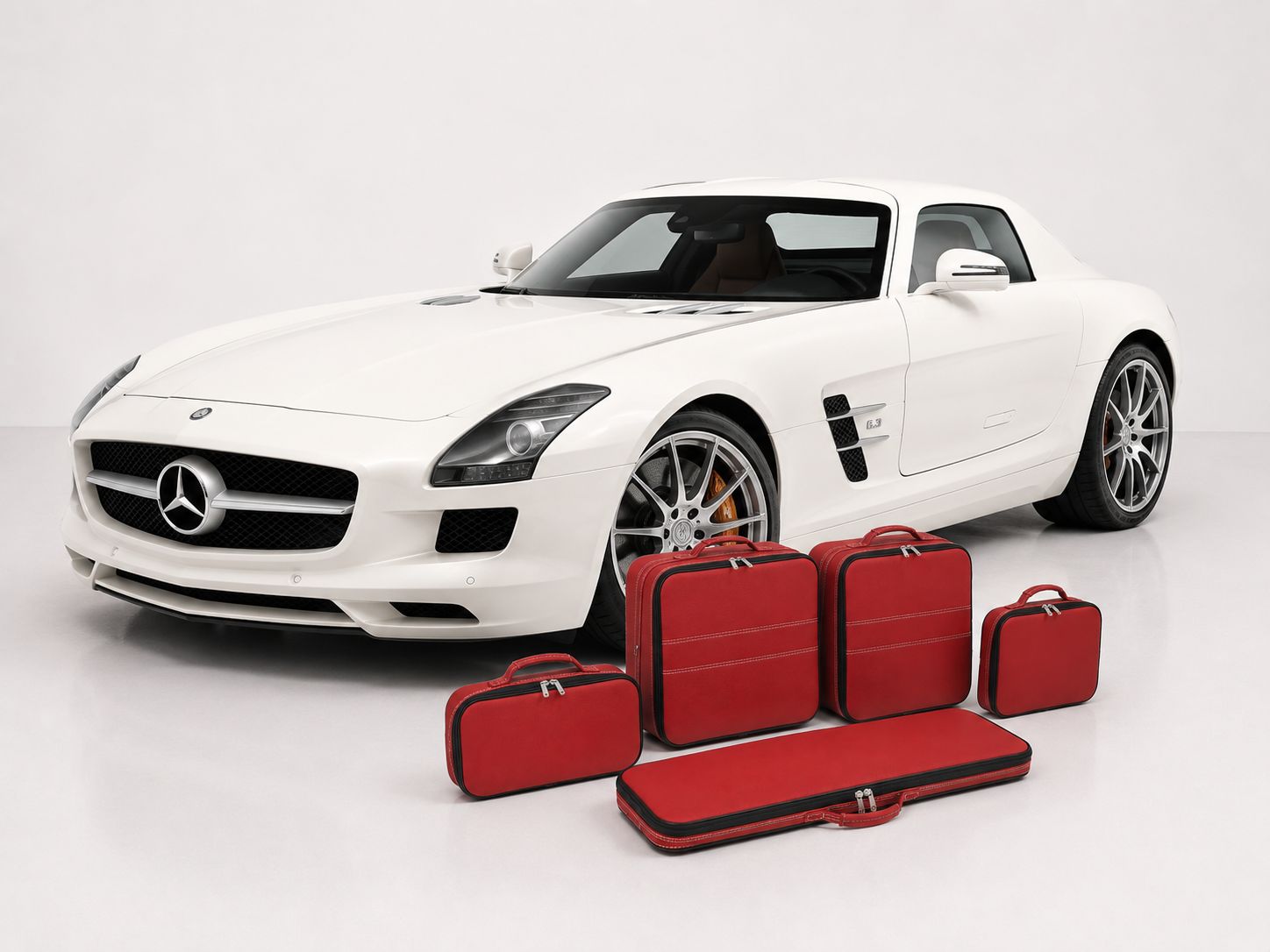 Roadsterbag luggage set Mercedes AMG SLS Coupe Red leather (5-pcs)