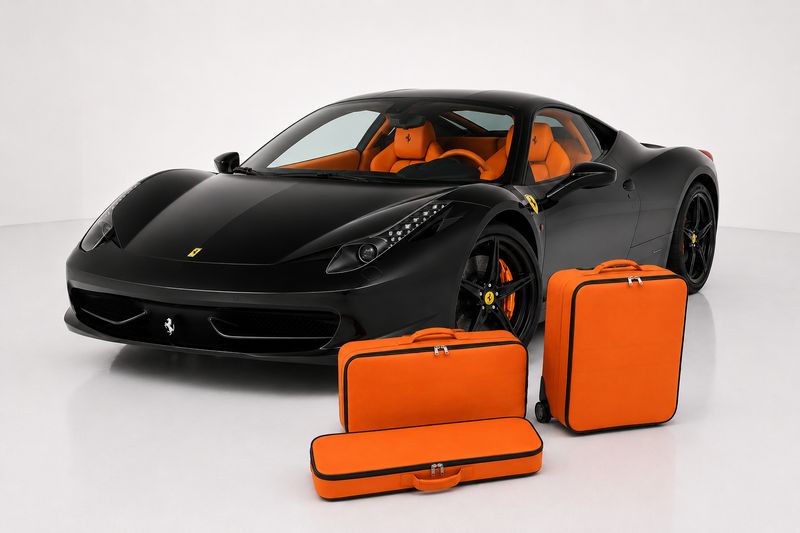 Roadsterbag luggage set Ferrari 458 Coupe + Spider in Ferrari Red leather (3-pcs)