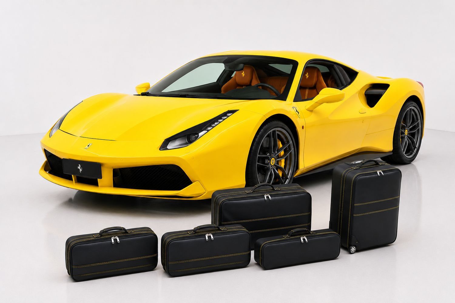 Roadsterbag luggage set Ferrari 488 GTB with Yellow seams and lining (5-pcs) Roadsterbag luggage set Ferrari 488 GTB with Yellow seams and lining (5-pcs)