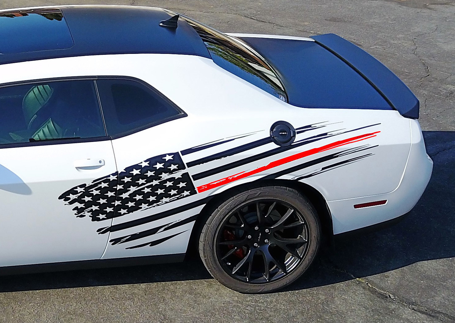2008 - Up Dodge Challenger/Charger/Misc Large Tattered Flag Graphics