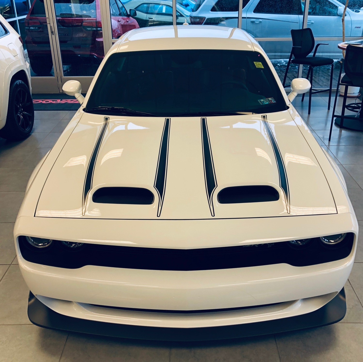 2019 - Up Dodge Challenger SRT Hellcat Dual Scoop Hood Spear Graphics (Inner and Outer 4 Pc Kit)