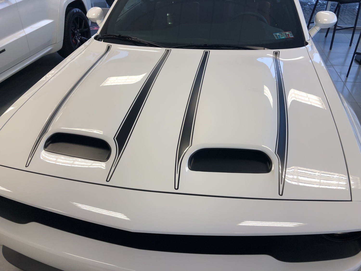 2019 - Up Dodge Challenger SRT Hellcat Dual Scoop Hood Spear Graphics (Inner and Outer 4 Pc Kit)