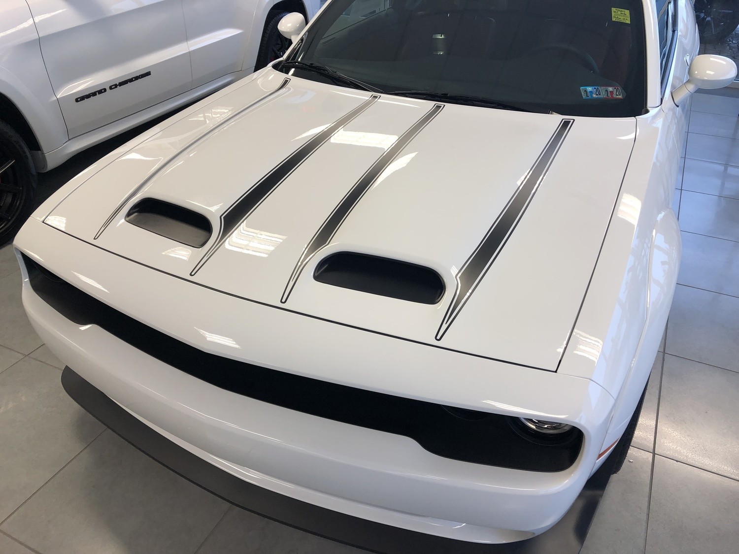 2019 - Up Dodge Challenger SRT Hellcat Dual Scoop Hood Spear Graphics (Inner and Outer 4 Pc Kit)
