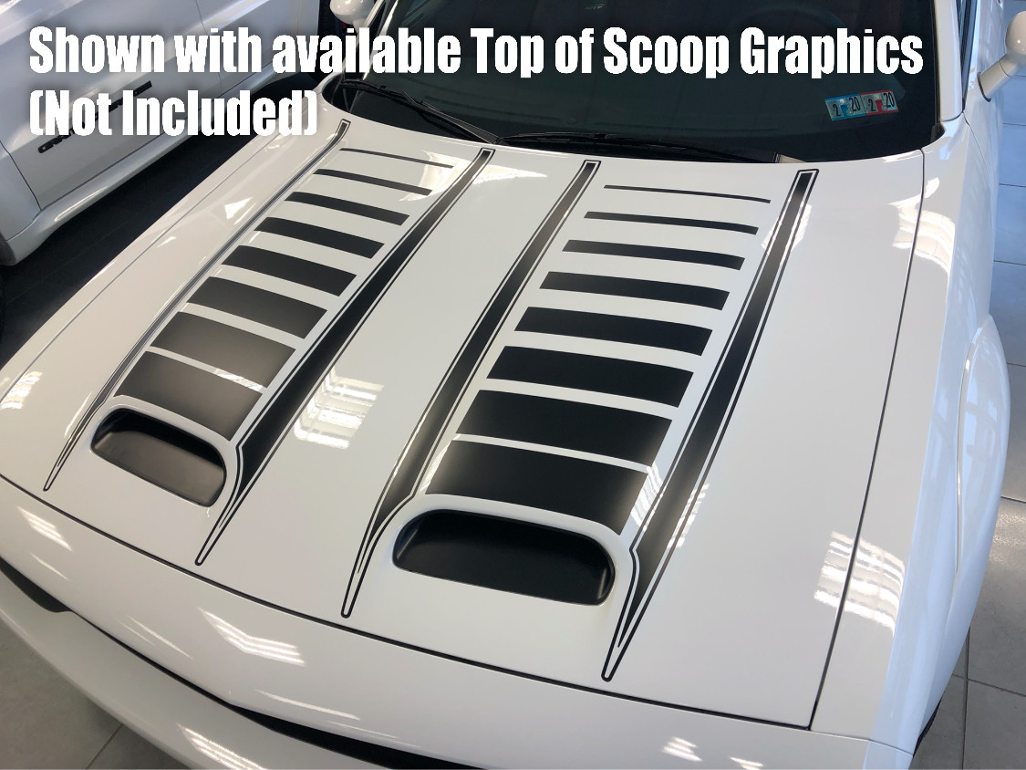 2019 - Up Dodge Challenger SRT Hellcat Dual Scoop Hood Spear Graphics (Inner and Outer 4 Pc Kit)