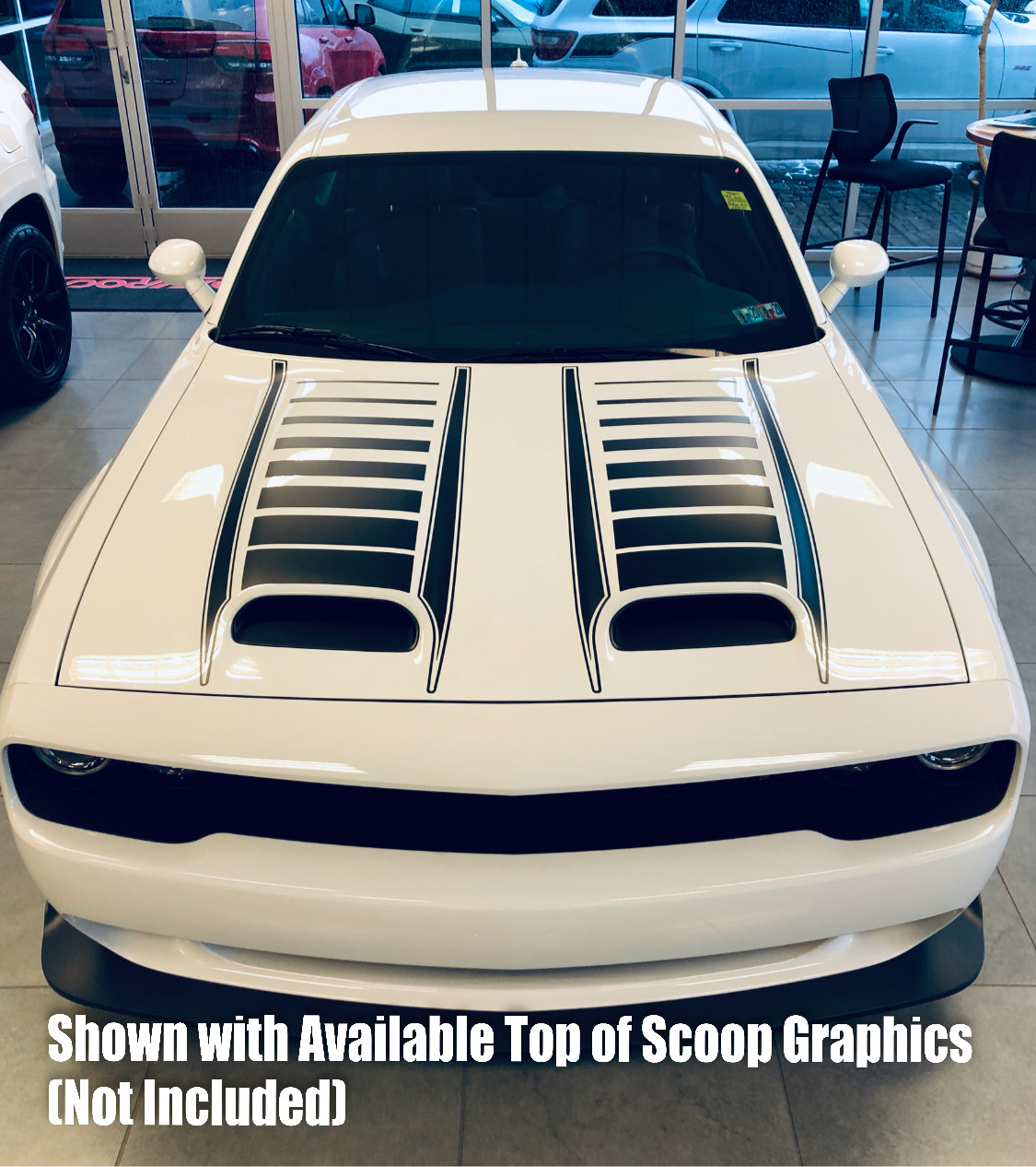 2019 - Up Dodge Challenger SRT Hellcat Dual Scoop Hood Spear Graphics (Inner and Outer 4 Pc Kit)