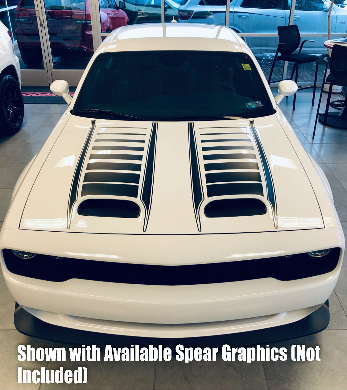 2019 - Up Dodge Challenger SRT Hellcat Dual Scoop Hood Top of Scoop Graphics