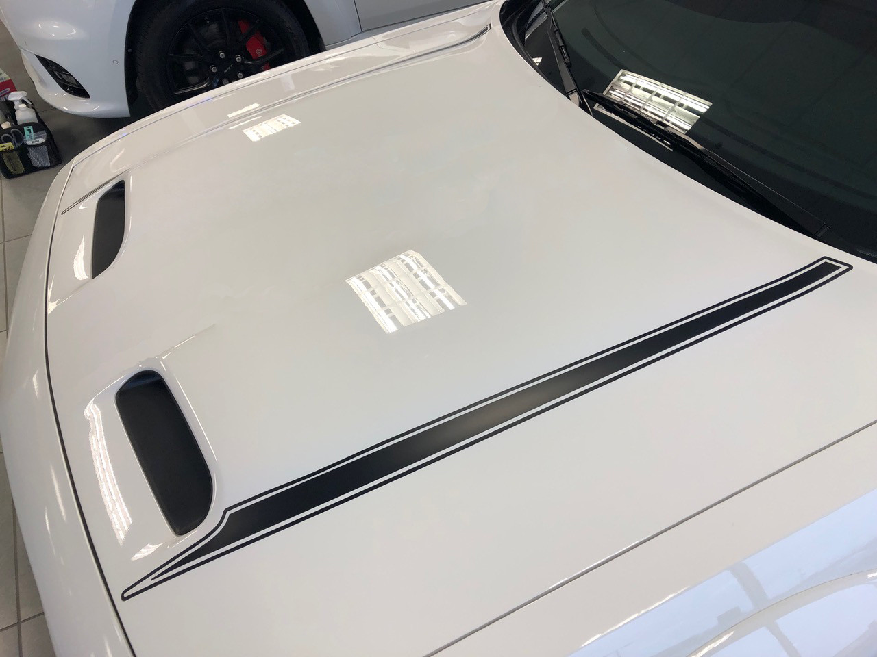 2019 - Up Dodge Challenger SRT Hellcat Dual Scoop Hood Spear Graphics (Outer Only 2 Pc Kit)