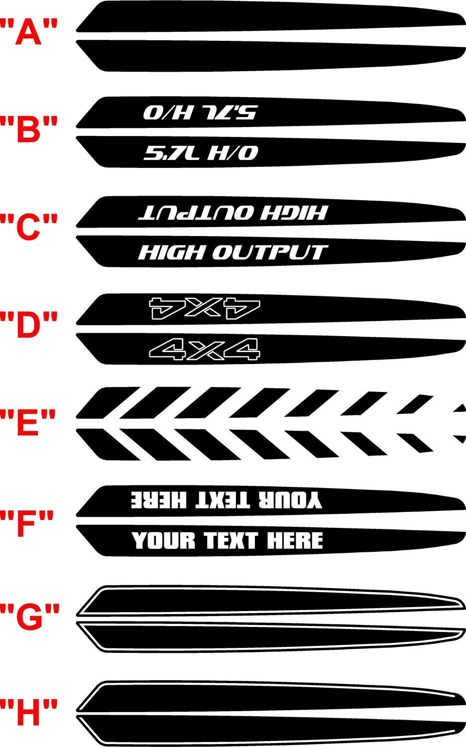 2009 - 2021 (Classic) Ram 1500 Standard Hood Spear Stripes