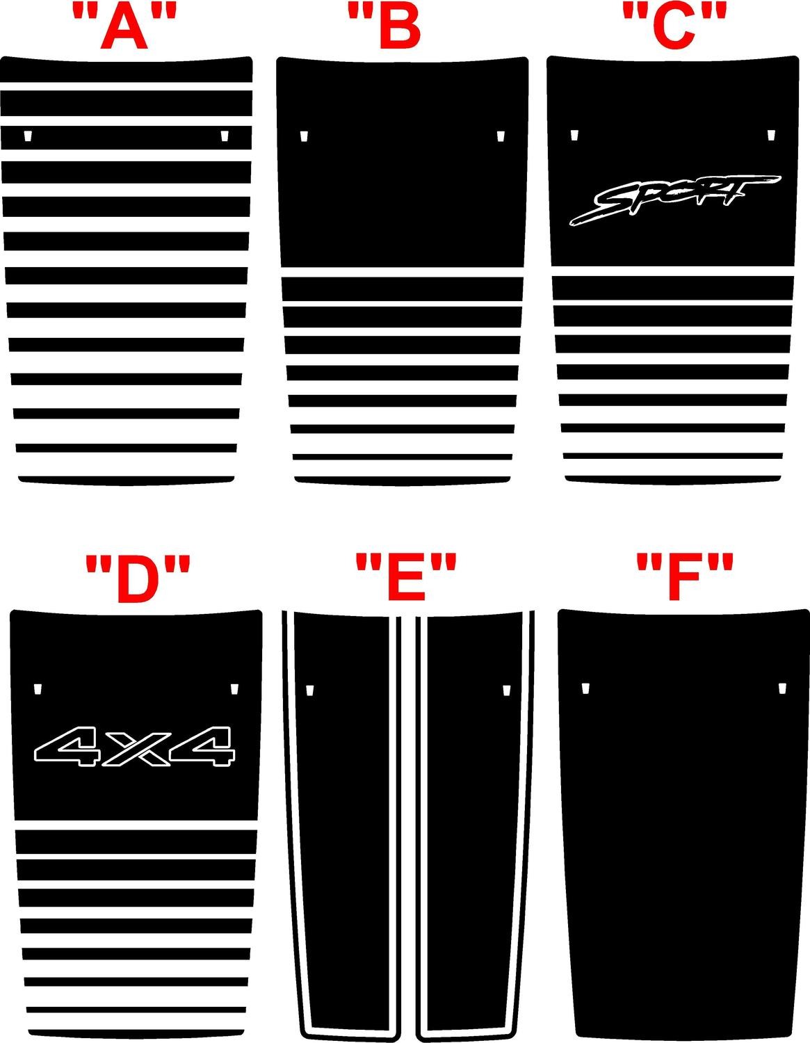 2009 - 2021 (Classic) Ram 1500 Standard Hood Stripes