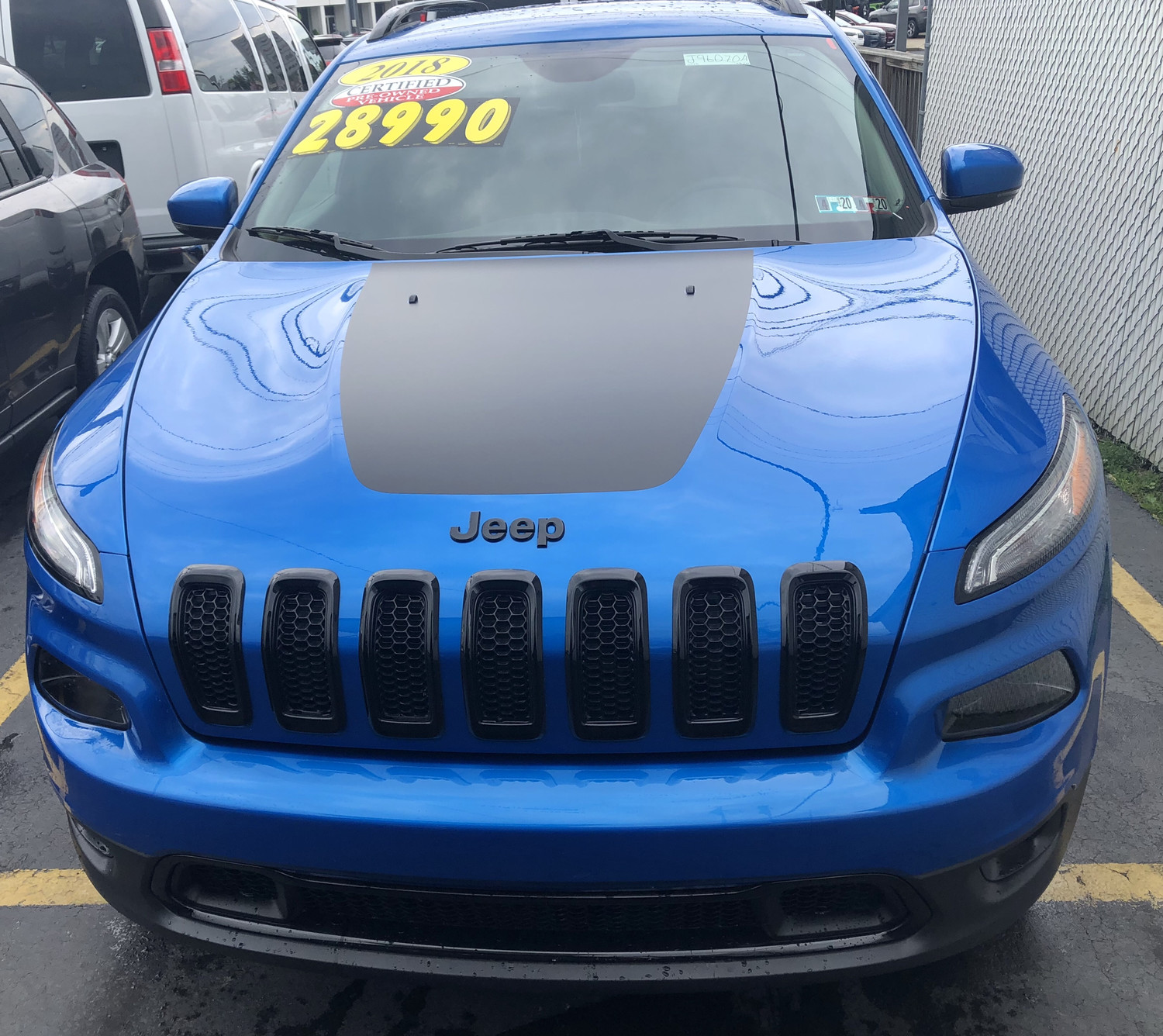 2014 - Up Jeep Cherokee Trailhawk Style Hood Blackout Decal
