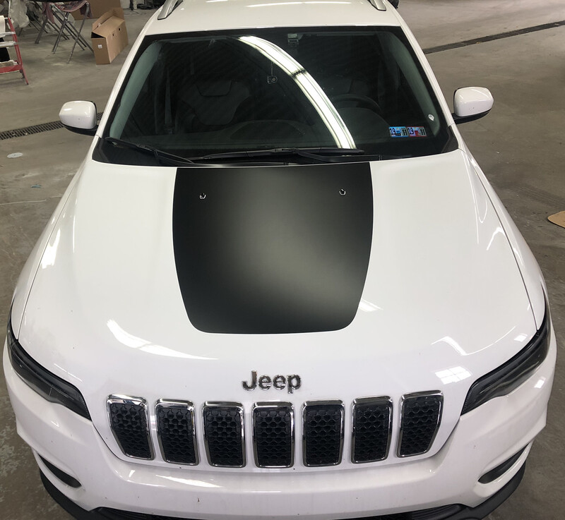 2014 - Up Jeep Cherokee Trailhawk Style Hood Blackout Decal