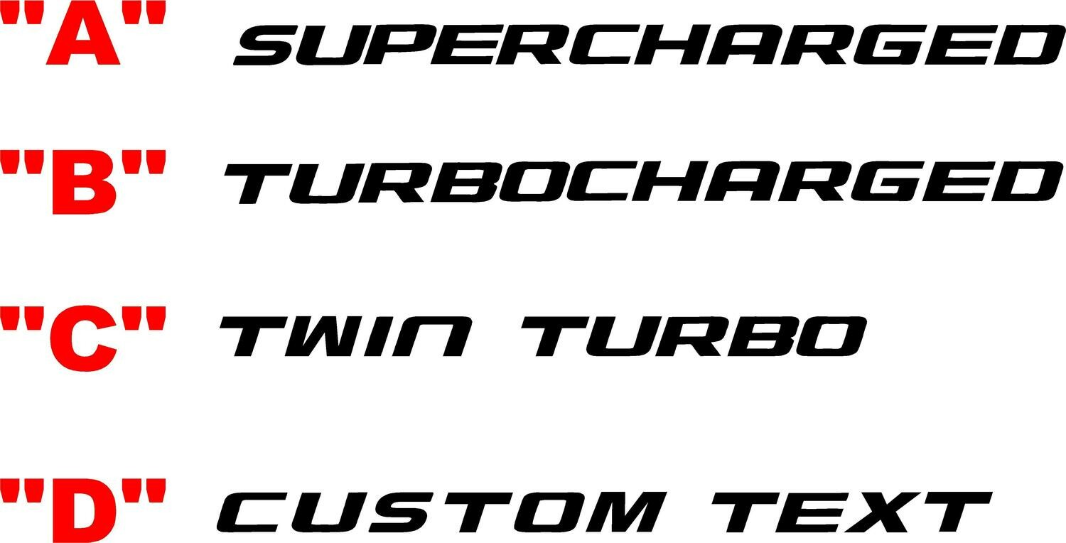 Universal Hood Decals Misc Makes and Models Supercharged, Turbocharged