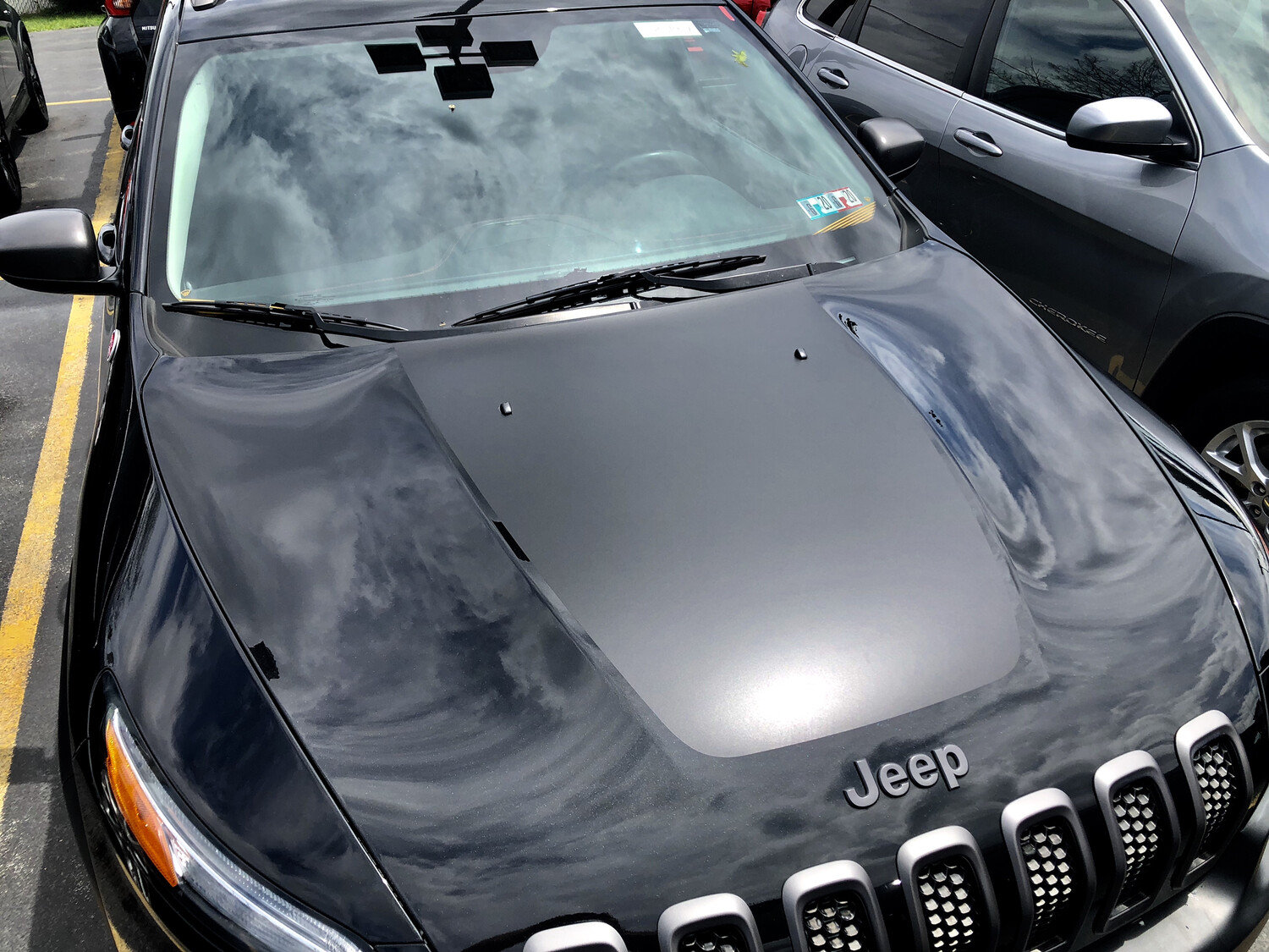 2014 - Up Jeep Cherokee Trailhawk Style Hood Blackout Decal