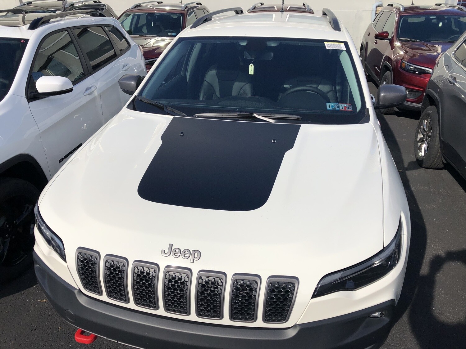 2014 - Up Jeep Cherokee Trailhawk Style Hood Blackout Vinyl Graphic Decals (2019 Factory Style)