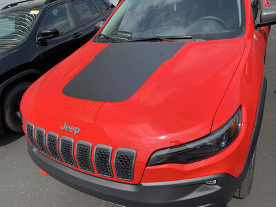 2014 - Up Jeep Cherokee Trailhawk Style Hood Blackout Vinyl Graphic Decals (2019 Factory Style)