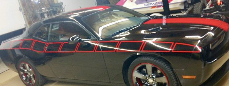 2008 - Up Dodge Challenger Full Body Length Upper Strobe Side Stripes