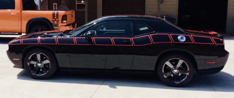 2008 - Up Dodge Challenger Full Body Length Upper Strobe Side Stripes
