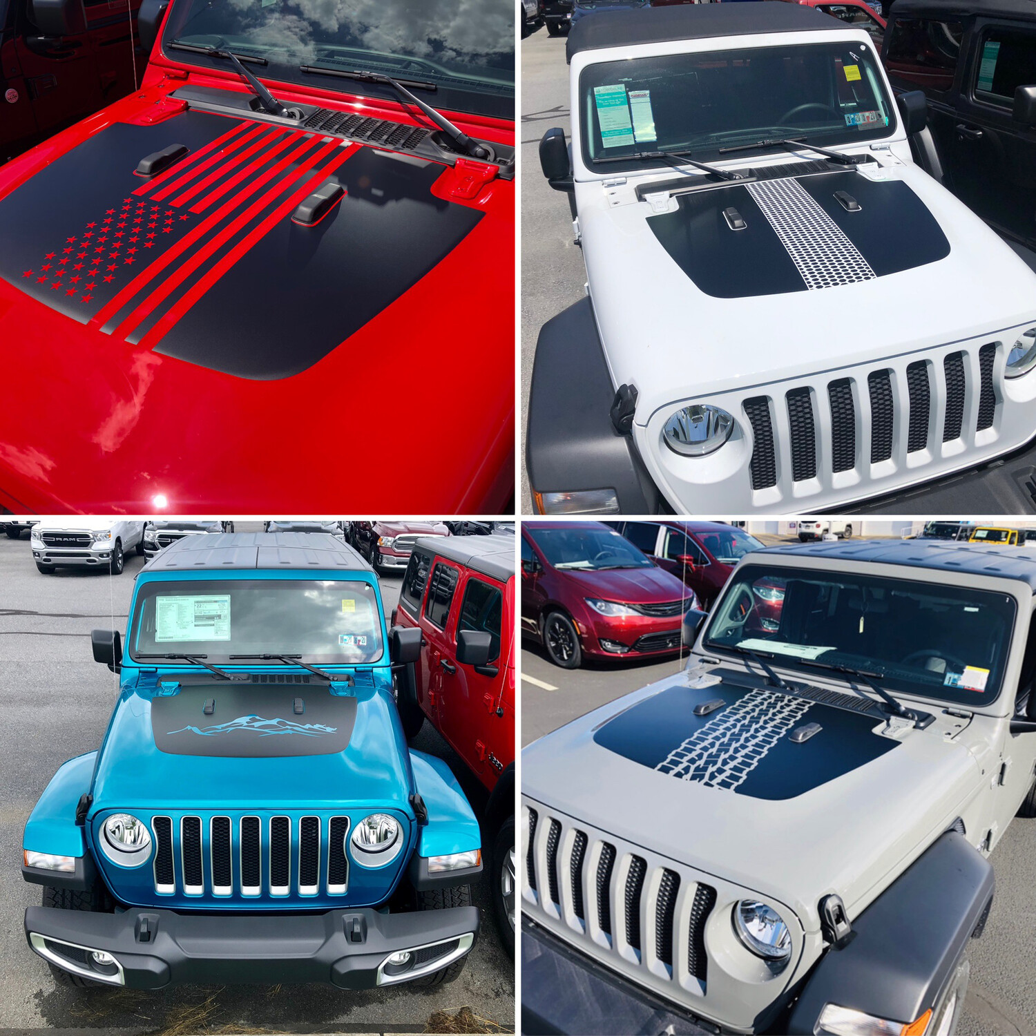 2018 - up Jeep Gladiator JT Wrangler JL JLU Hood Blackout Vinyl Graphics