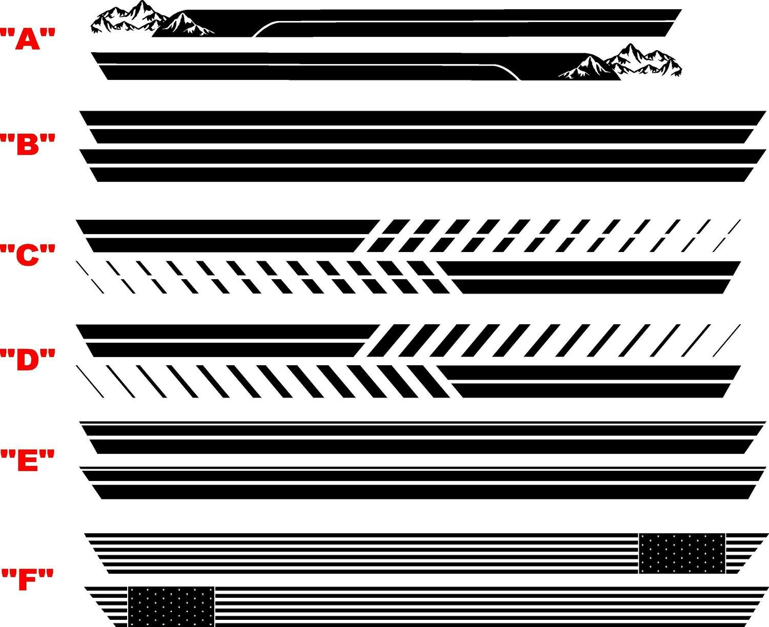 2020 - Up Jeep Gladiator JT Rocker Stripe Vinyl Graphics