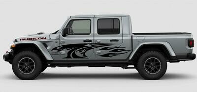 Jeep Gladiator JT Extra Large Side Tribal Flame Style Vinyl Graphics