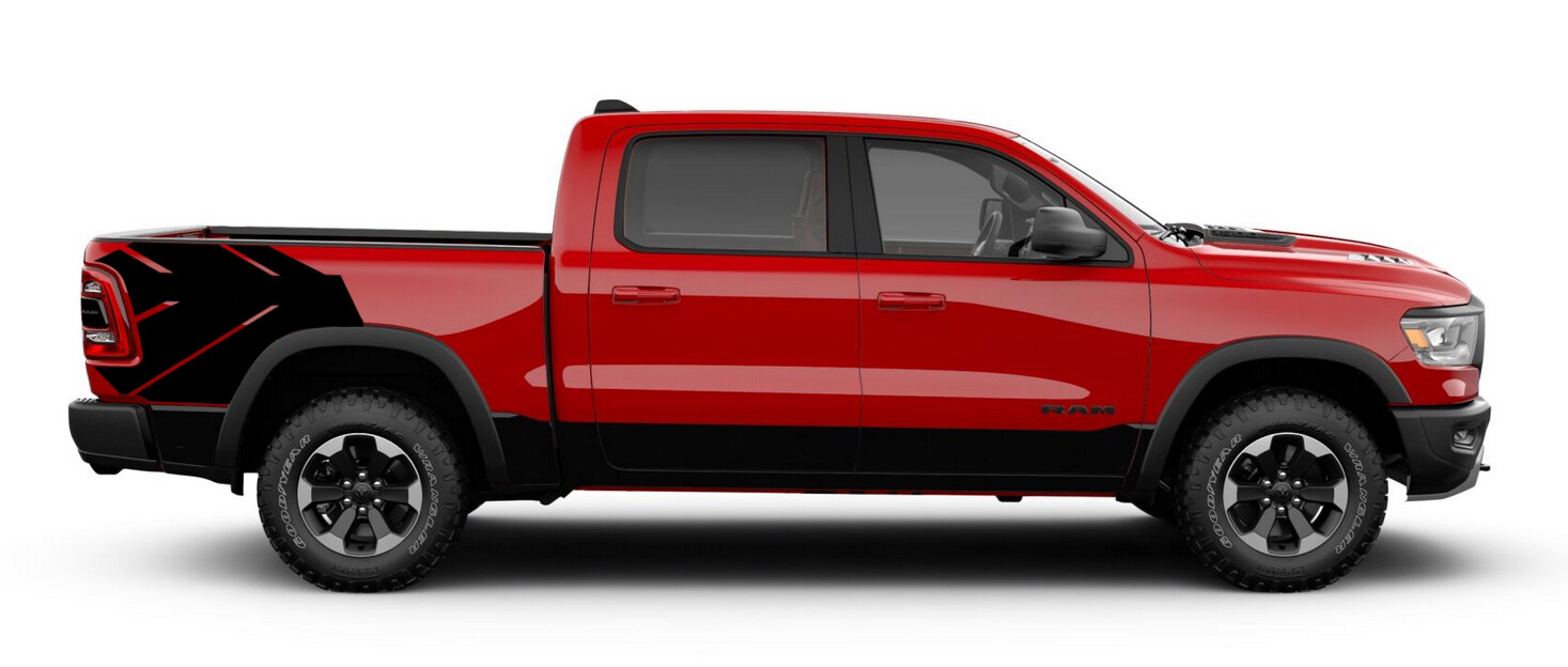 2019 - Up Dodge Ram Large Rebel Style Bed Side Graphics