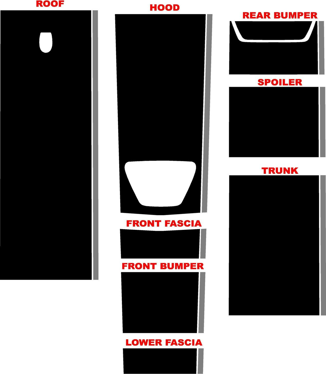 2015 - Up Challenger SRT Hellcat RT Scat Pack GT Stars and Stripes Style Stripe Kit