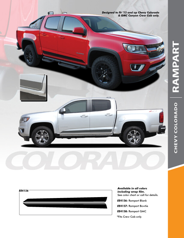 2015 - 2022 Chevy Colorado Crew Cab Rampart Rocker Stripe Vinyl Graphics