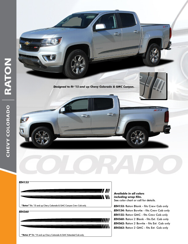 2015 - 2022 Chevy Colorado/GMC Canyon Crew / Extended Cab Raton Rocker Stripe Vinyl Graphics