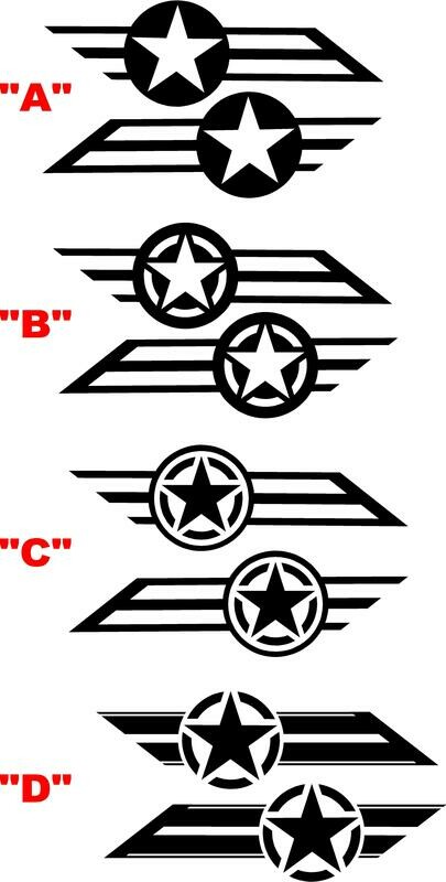 Jeep Gladiator JT Large Star/Bar Vinyl Graphics