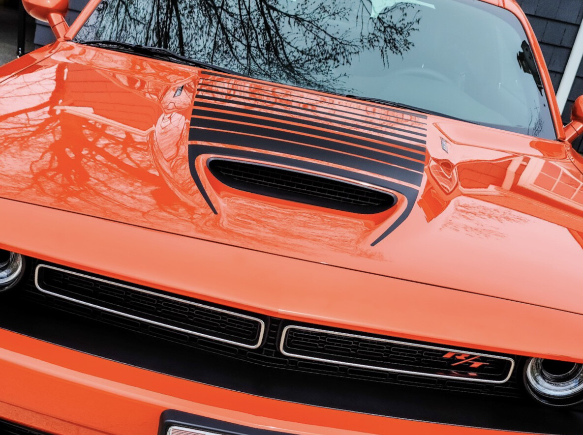 2015 - up Dodge Challenger SRT Hellcat Scat Pack RT GT Hood Blackout Graphics
