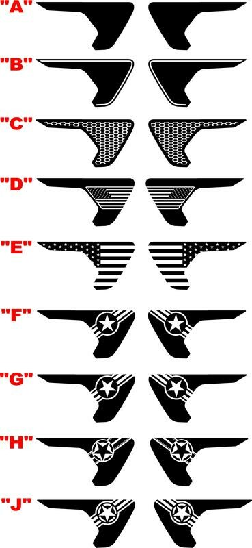 2018 - up Jeep Gladiator JT Wrangler JL JLU Gravity Style Fender Vent Blackout Vinyl Graphics