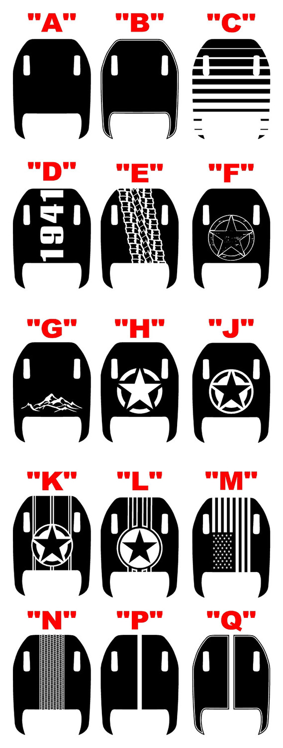 Jeep Gladiator JT Wrangler JL JLU Mojave Hood Graphics Wrangler Rubicon 392