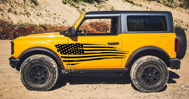 2021-up Ford Bronco Large Tattered Flag Graphics Kit 2021-up Ford Bronco Large Tattered Flag Graphics Kit