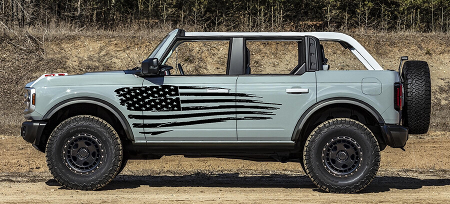 2021-up Ford Bronco Large Tattered Flag Graphics Kit