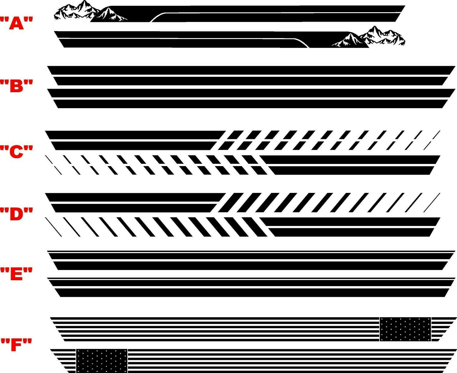 2021-up Ford Bronco Rocker Stripe Side Graphics Kit #2
