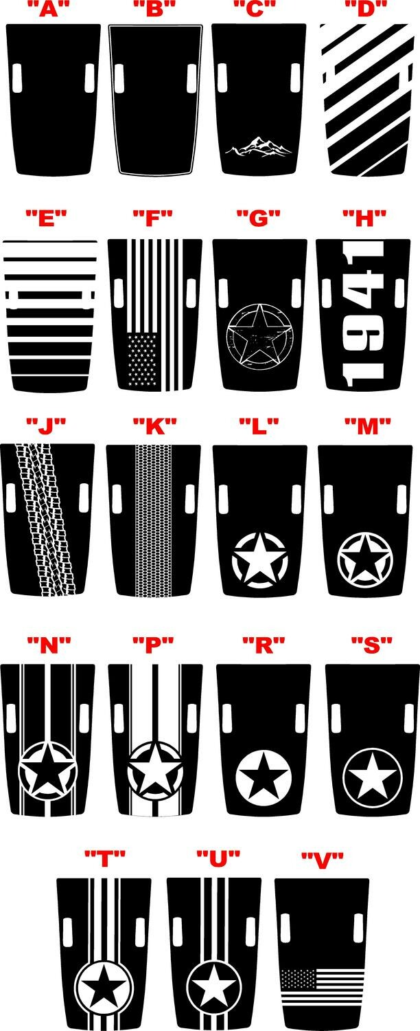Jeep Gladiator JT Wrangler JL JLU Rubicon Hood Graphics